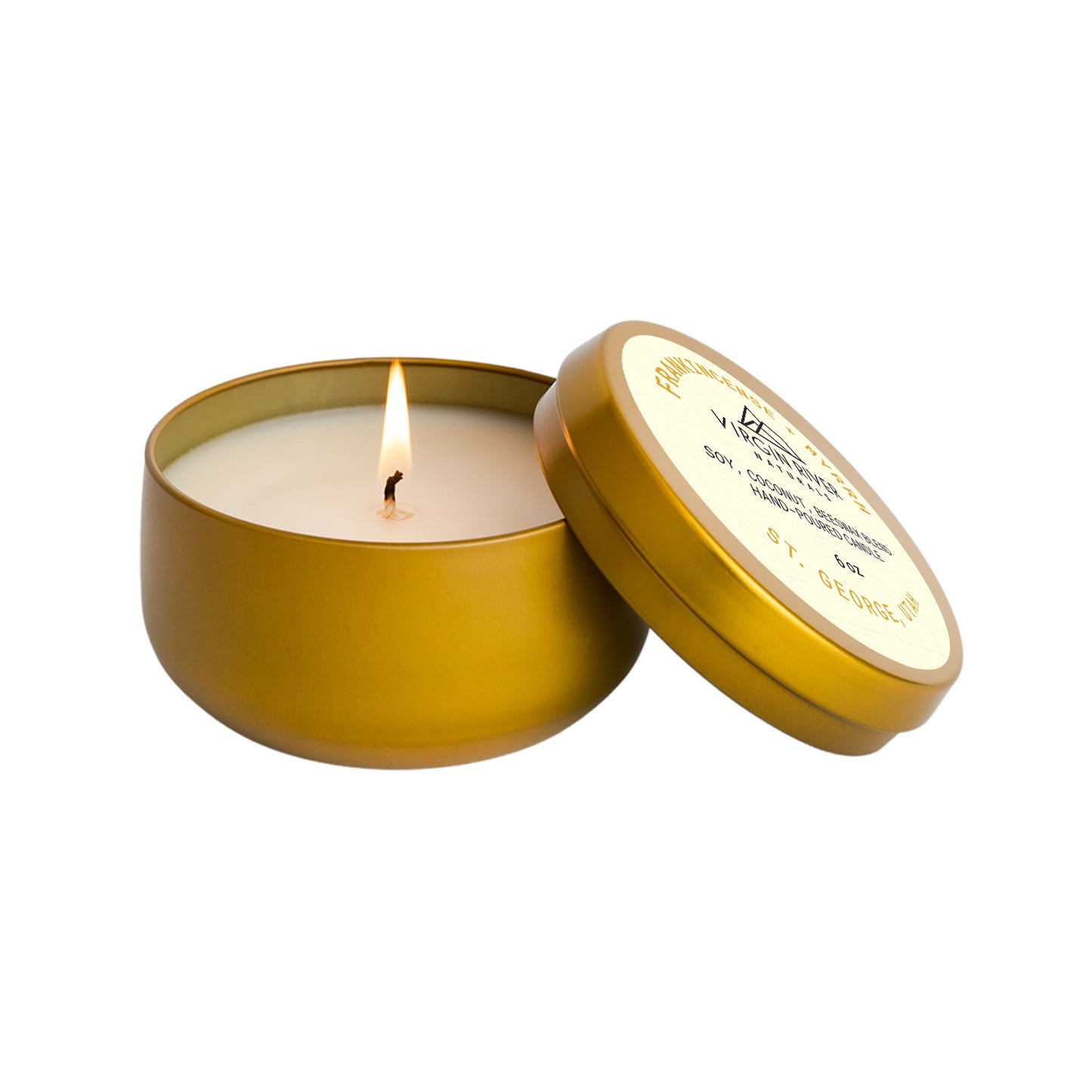 HOLIDAY FRANKINCENSE + MYRRH 6oz Travel Tin Candle