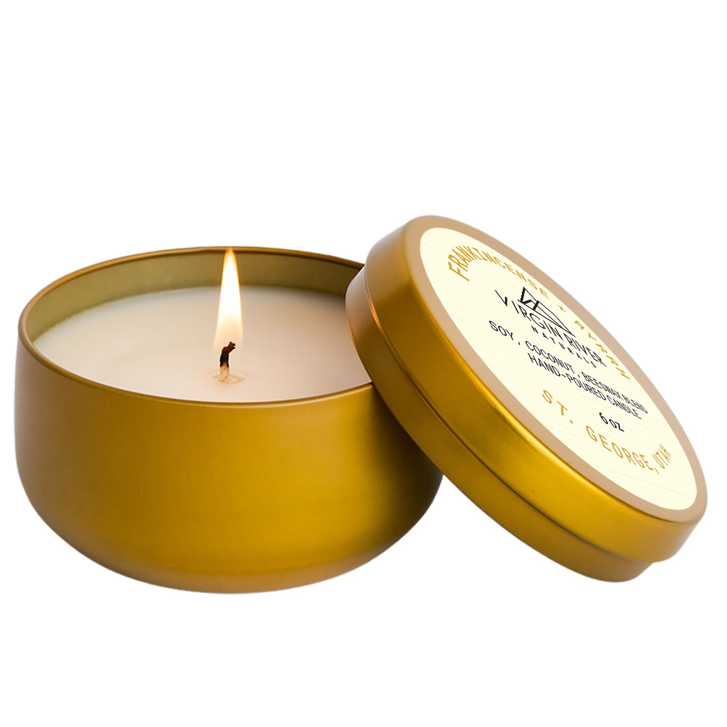 HOLIDAY FRANKINCENSE + MYRRH 6oz Travel Tin Candle