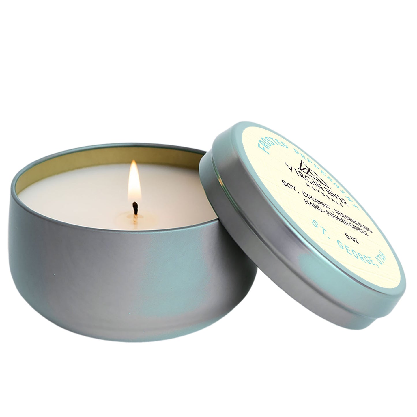 HOLIDAY FROSTED PEPPERMINT 6oz Travel Tin Candle