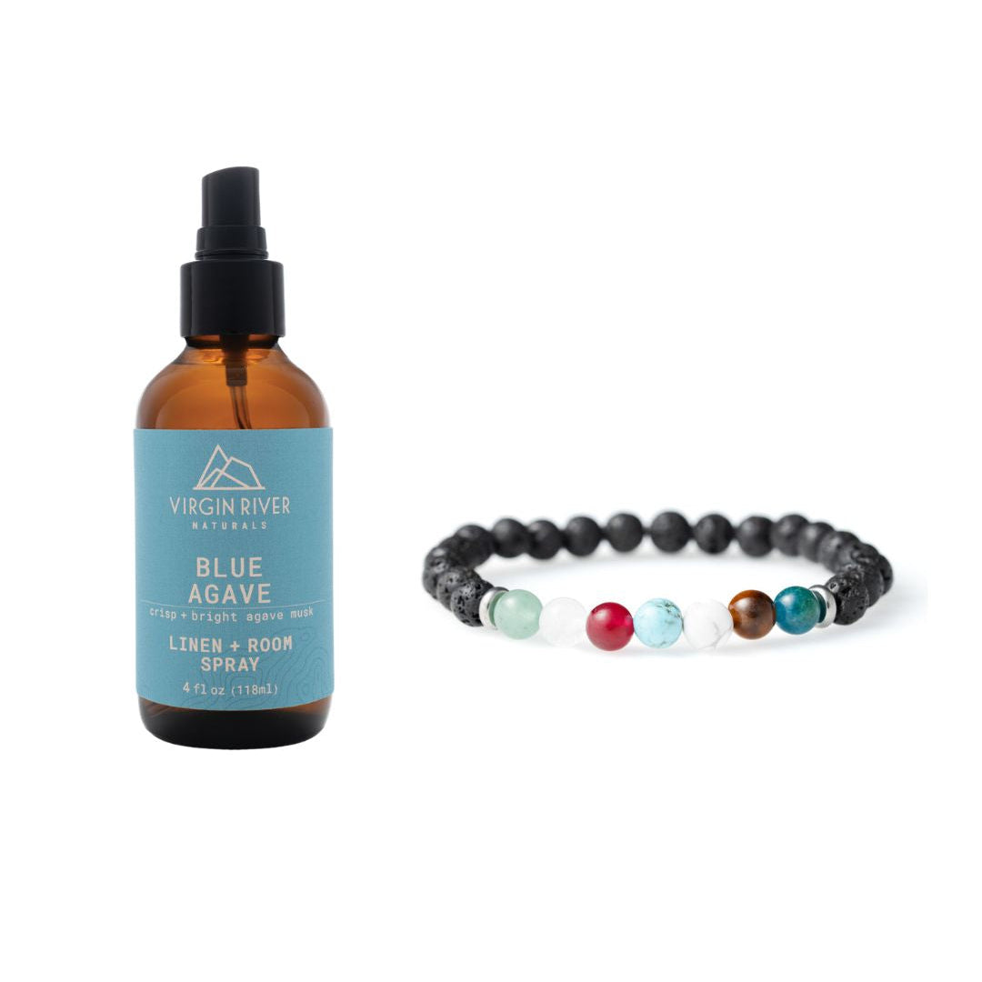 SAVE WITH OUR BLUE AGAVE AND SEVEN CHAKRA STONES AND BLACK LAVA ROCK BRACELET BUNDLE