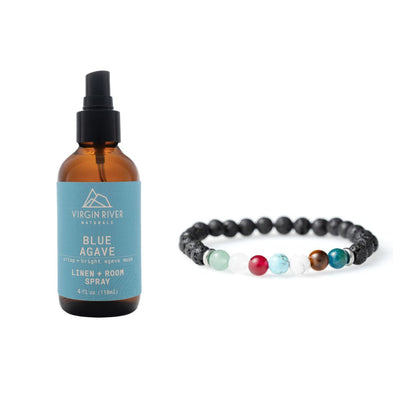 SAVE WITH OUR BLUE AGAVE AND SEVEN CHAKRA STONES AND BLACK LAVA ROCK BRACELET BUNDLE