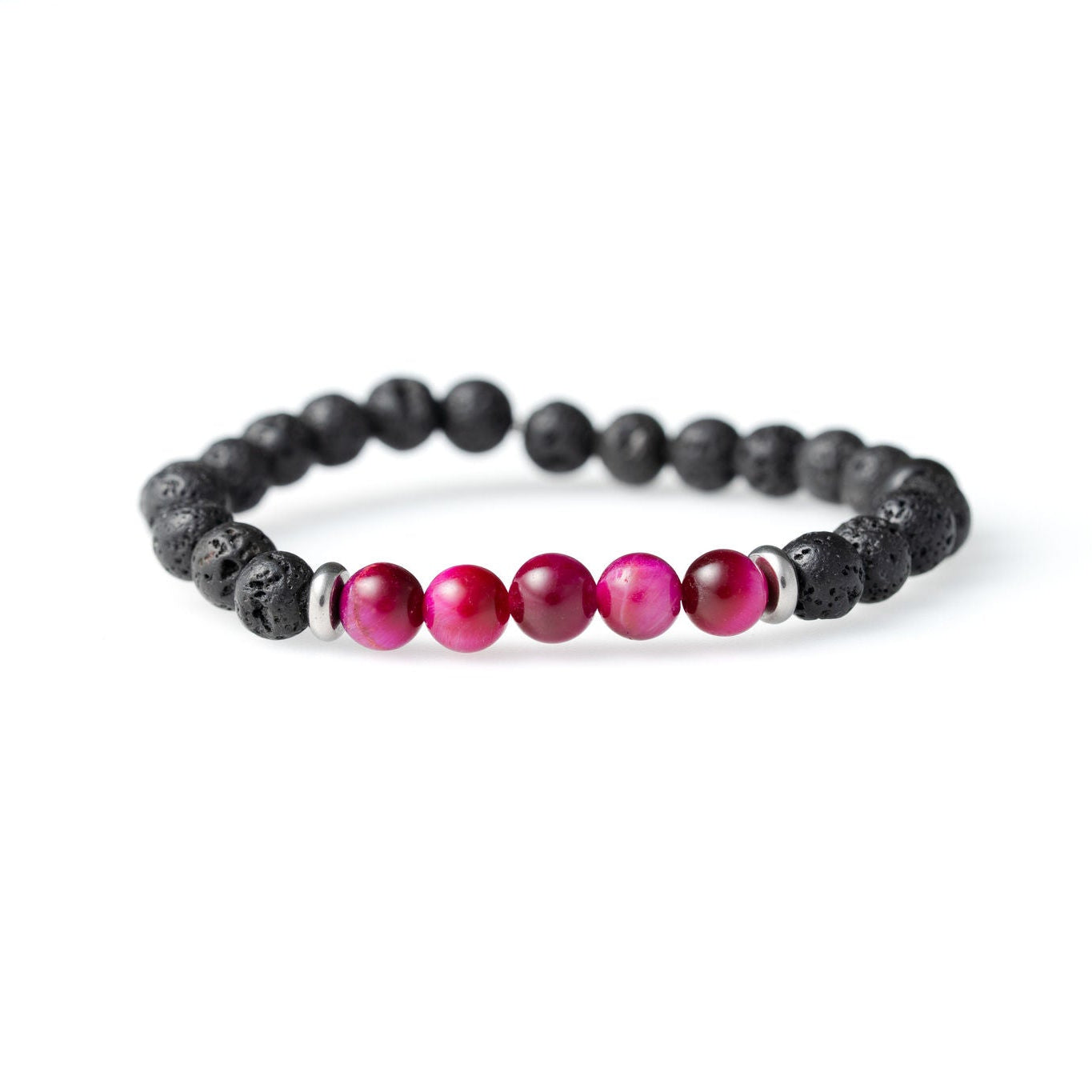 SAVE WITH OUR DESERT ROSE AND NATURAL ROSE TIGER EYE STONE AND BLACK LAVA BRACELET BUNDLE
