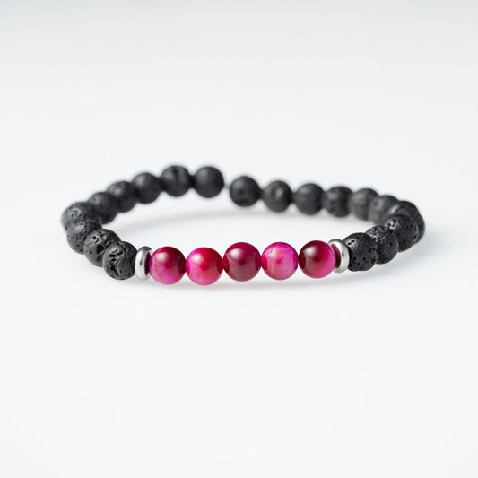 Natural Rose Tiger Eye Stone And Black Lava