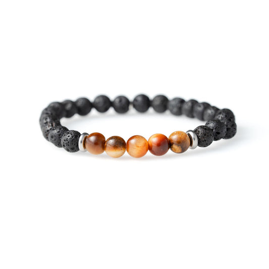 Natural Orange Tiger Eye Stone And Black Lava