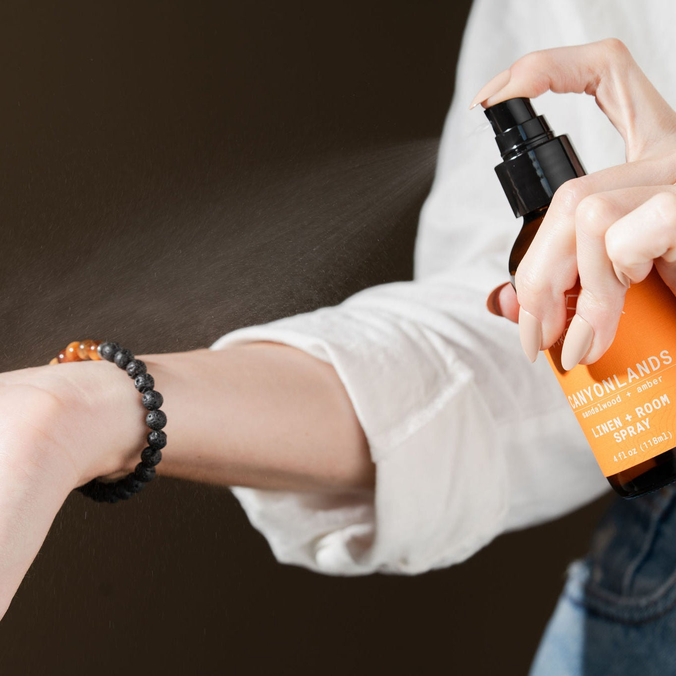 Natural Orange Tiger Eye Stone And Black Lava