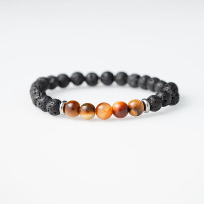 Natural Orange Tiger Eye Stone And Black Lava