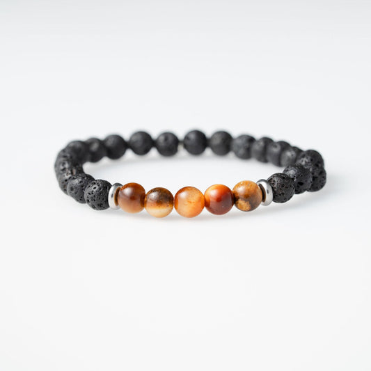 Natural Orange Tiger Eye Stone And Black Lava