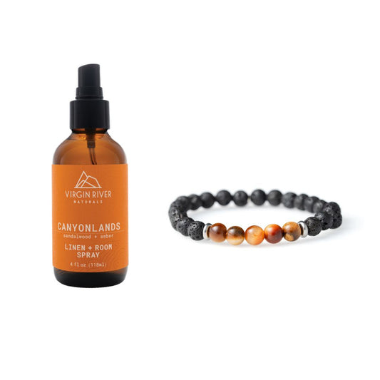 SAVE WITH OUR CANYONLANDS AND NATURAL ORANGE TIGER EYE STONE AND BLACK LAVA BRACELET BUNDLE