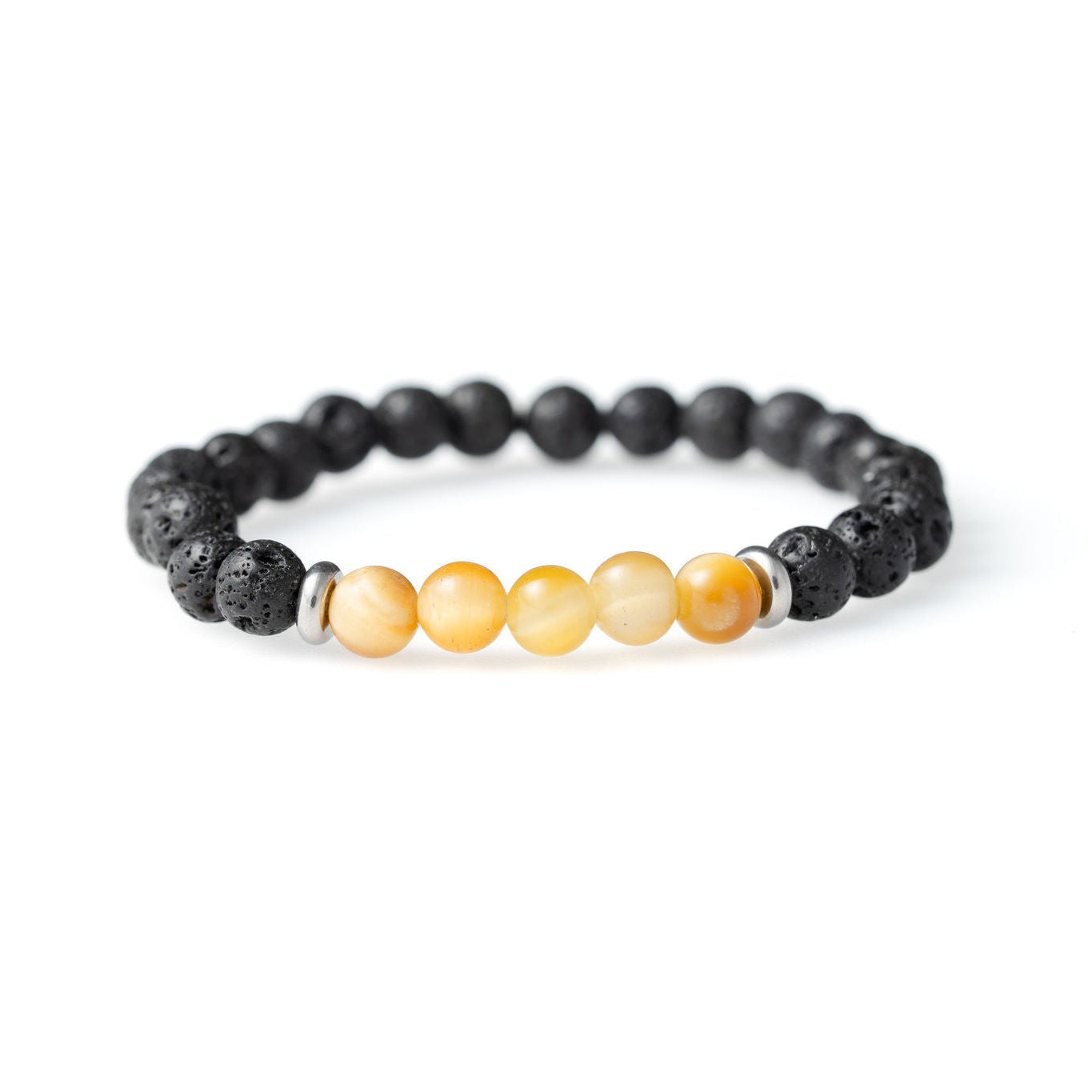 Natural Yellow Tiger Eye Stone and Black Lava