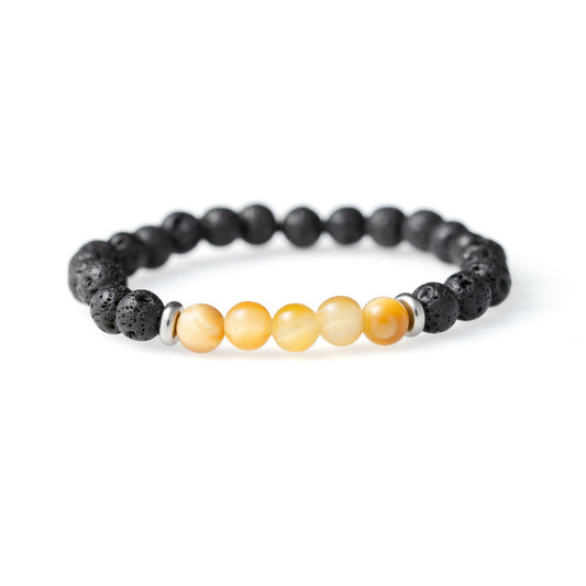 Natural Yellow Tiger Eye Stone and Black Lava
